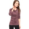 Allegra K Women's Cowl Neck Long Sleeves Buttons Decor Solid Ruched Top - 2 of 4