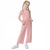 Girls' Fashion Jumpsuit Crewneck Elastic Waist Long Pants Romper with Pockets - 2 of 4