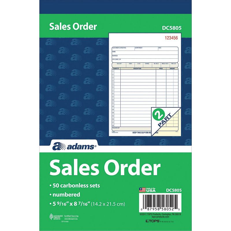 Adams Carbonless Sales Order Books 8" x 6" 2-Parts 446734, 2 of 4