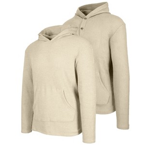 Blue Ice Men's Waffle Knit Thermal Pullover & Henley Hoodie -2 Pack - 1 of 4