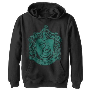 Boy's Harry Potter Slytherin Dark Badge Logo Pull Over Hoodie - 1 of 4