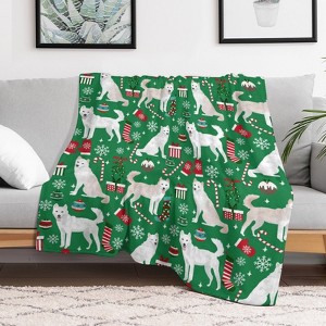 Jindo Dog Christmas Christmas Throw Blanket Soft Fleece Christmas Blanket Cozy Flannel Throw for Couch Bed 60x80 inches - 1 of 1