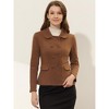 INSPIRE CHIC Women's Peter Pan Collar Double Breasted Long Sleeve Short Peacoat - 2 of 4