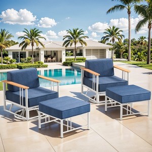 Outdoor Swivel Rocker Patio Chairs High Back Wicker Patio Furniture - 1 of 4