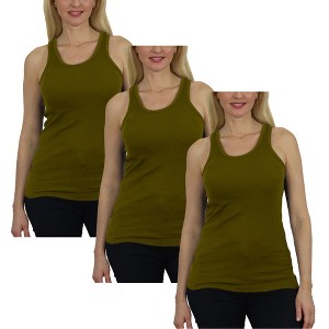 Galaxy By Harvic Women's Loose Fit Ribbed Tank Top-3 Pack - 1 of 4