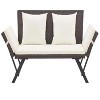 Patio Bench with Cushions 69.3" Brown Poly Rattan - 2 of 4