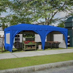 Sturdy 10'x20' Waterproof Pop Up Canopy Tent with 6 Sidewalls, Adjustable Heights, Carry Bag, Sandbags, Ropes & Stakes for Outdoor Events-Coolbibila - 1 of 4