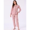 INSPIRE CHIC Women's Loungewear Button Up Cute Pattern Print Long Sleeve Notched Collar Pants Set with Pockets Pajama Set - 3 of 4