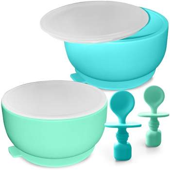 Sperric Silicone Baby Feeding Set - Infant Suction Bowls with Lids and Spoons | BPA Free Toddler Self Feeding Utensils for 0-6 Months