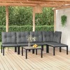 vidaXL Patio Lounge Set Sofa for Garden or Lawn, Black and Gray Poly Rattan, Modular Outdoor Furniture - 2 of 4