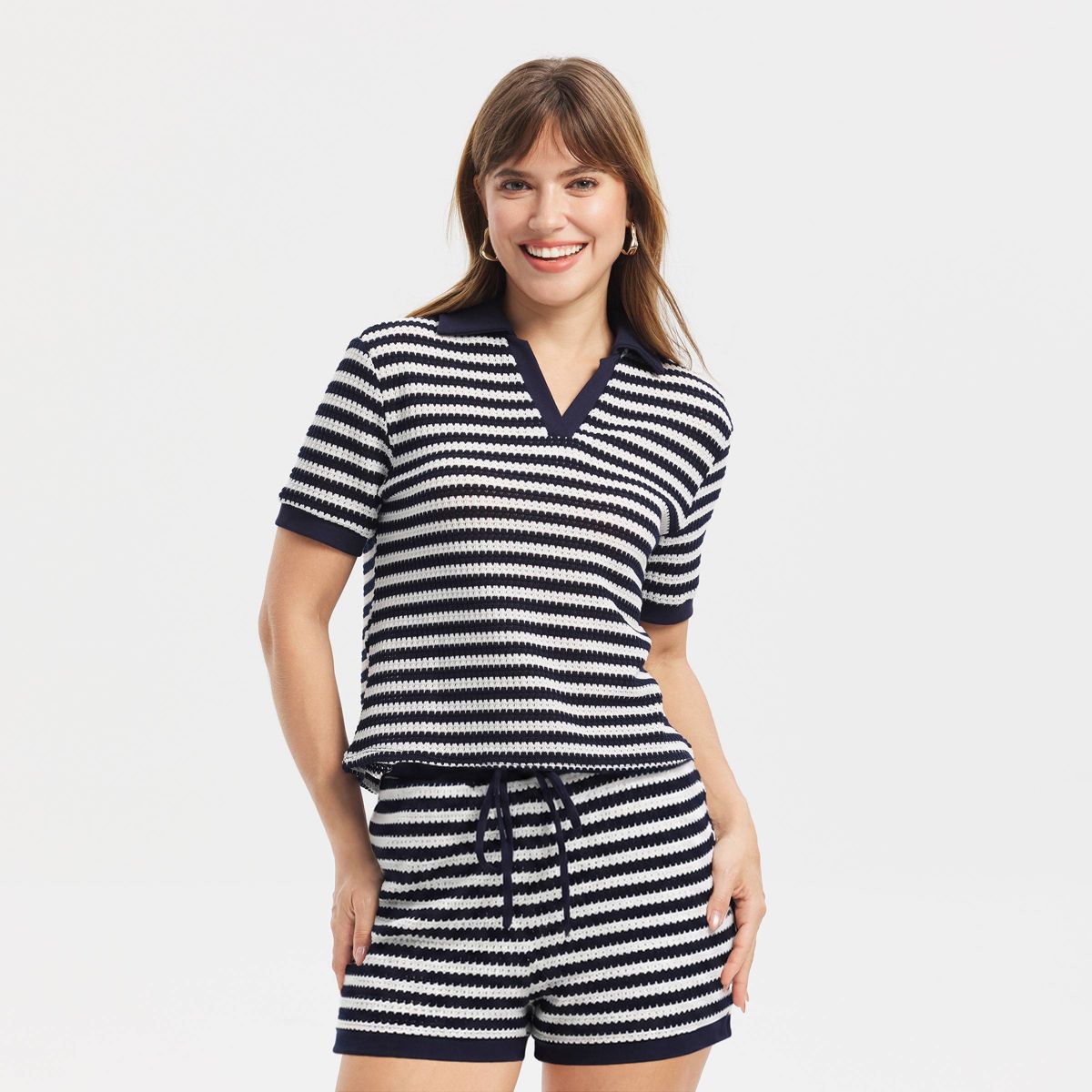 Women's Short Sleeve Knit Polo Collar Top - A New Day™ - thumbnail 4