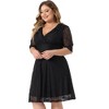 Agnes Orinda Women's Plus Size V Neck Swing Cocktail Wedding Midi Lace A-Line Dress - 2 of 4