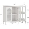 39.4" Modern Glass Arch Sideboard - Buffet Cabinet with Adjustable Shelves & Gold Handles for Entryway/Bathroom (Tempered Glass Doors) - 2 of 4