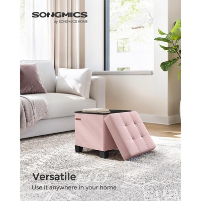 SONGMICS Storage Ottoman, Small Ottoman Foot Rest with Legs, 15 x 15 x 15.7 Inches Foot Stool, Ottoman with Storage, Load up to 660 lb,