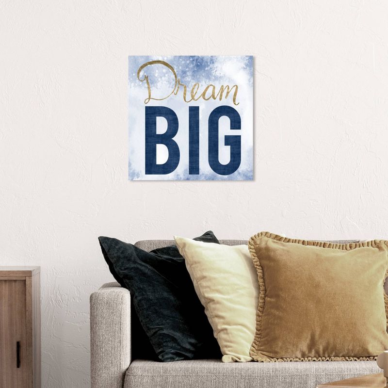 20&#34; x 20&#34; Live Bigger Blue Typography and Quotes Unframed Canvas Wall Art in Blue - Unbranded, 4 of 5