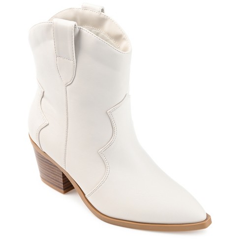 Journee Collection Womens Becker Pointed Toe Stacked Western Booties White 9