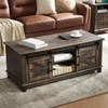 AMERLIFE Farmhouse Coffee Table with Sliding Barn Doors & Storage Cabinet, Rustic Oak Black - 2 of 2