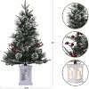 3 Ft Pre-Lit Artificial Christmas Trees w/Potted Base, Snow Flocked Small Xmas Tree w/78 Warm Lights 8 Modes, w/Battery Operated Timer Function - 2 of 4