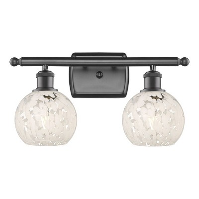 White Mouchette - 2 Light Bath Vanity In Modern Style-9 Inches Tall and 16 Inches Wide
