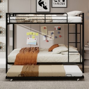 VASIP Full Bunk Bed with Safety Rails, Durable Square Tube Iron Frame & Easy Assembly for Kids Room and Guest Room,Black - 1 of 4