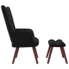 vidaXL Velvet Relaxing Chair with Stool- Black Soft Seating with Durable Steel Frame and Wooden Legs' - 3 of 4