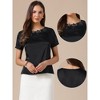 INSPIRE CHIC Women's Summer Satin Dressy Casual Short Sleeve Crew Neck Floral Lace Elegant Blouses - 2 of 4