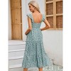 Womens Square Neck Smocked Maternity Dress Flutter Sleeve Summer Maxi Sundress - 2 of 4