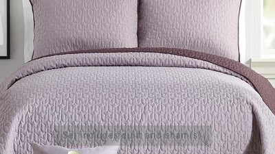 Coty Gray Microfiber Twin Reversible Quilt Set