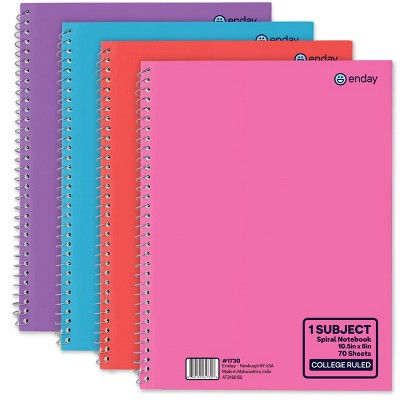 Enday Spiral Notebook  (4 Pack) Pink, Red, Blue, Purple 1 Subject Spiral Notebook, 70 Sheets College Ruled Notebook Paper