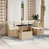 vidaXL 6 Piece Patio Sofa Set with Cushions - Beige and Cream Without Storage - 2 of 4