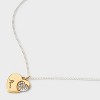 Silver Plated Two Tone Crystal Mama Heart Pendant Necklace - Silver/Gold - 4 of 4