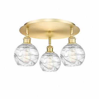 Athens Deco Swirl - 3 Light Flush Mount In Industrial Style-8.63 Inches Tall and 17.63 Inches Wide