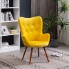 Yellow Contemporary Silky Velvet Tufted Button Back Accent Chair - 3 of 4