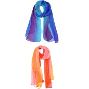 Elerevyo Women Long Chiffon Lightweight Gradient Color Scarves 2 Pcs - 1 of 4