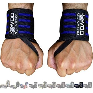 WOD Nation Wrist Wraps & Straps for Gym & Weightlifting (18 inch), Gym Wrist Straps Support for Women & Men - Black/DK Blue - 1 of 4