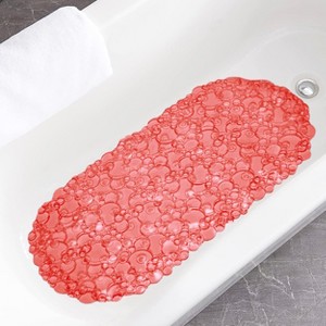 Home Mart Goods Red Bubbles Vinyl Non-Slip Bathtub Shower Mat With Suction Cups -26" x14" - 1 of 4