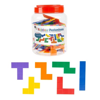 Rainbow Pentominoes-72-Piece Set Bright Colorful Scored Plastic Tile Puzzle with Storage Case-Fun Educational STEM Activity for Kids by Toy Time