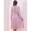INSPIRE CHIC Women's A-Line Flowy Long Sleeve Tie V Neck Pleated Midi Dress - 3 of 4