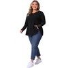 Agnes Orinda Women's Plus Size Waffle Lace Patchwork Long Sleeve V Neck Casual Flowy Blouse - 3 of 4