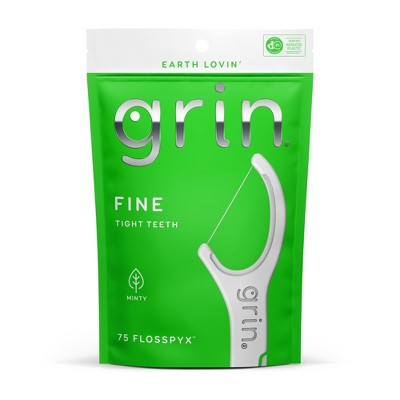 Grin Fine Dental Floss Picks - Minty - 75ct