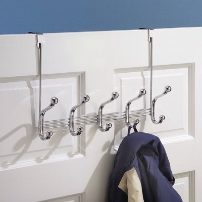 Chrome Finish Metal Over-the-Door Hook Rack with 5 Double Hooks