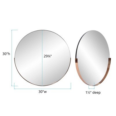 Dante 29.75'' Polished Rose Gold Round Wood Wall Mirror