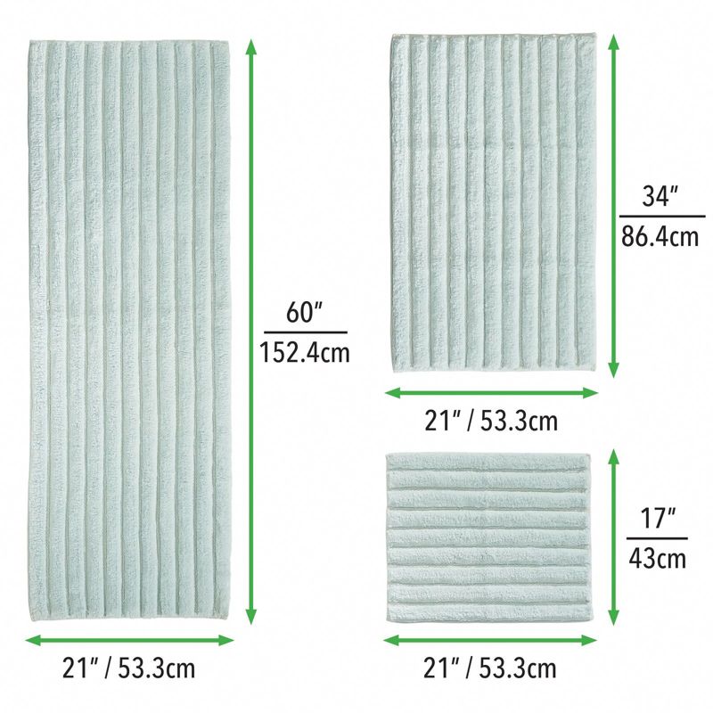 mDesign Soft Cotton Spa Mat Rug for Bathroom, Varied Sizes, Set of 3, 4 of 9