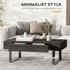43.25" Wood Mid-Century Modern Coffee Table with Storage Drawer and Metal Sled Legs for Living Room - 3 of 4