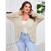 Coolmee Women's Plus Size Crochet Cardigan Light Weight Long Sleeve Tie Front Hollow Out Thin Cardigan - 2 of 4