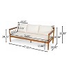 Christopher Knight Home Negley Outdoor 5 Piece Acacia Wood and Rope Chat Set with Water Resistant Cushion, Teak/Cream - 3 of 4
