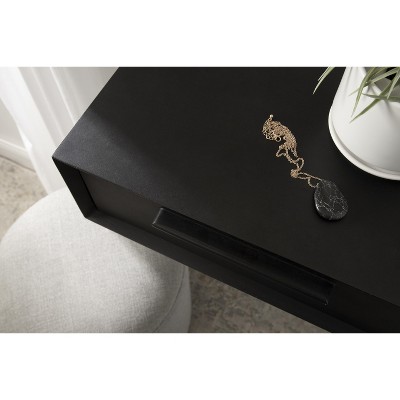 McCutcheon Black Mango Wood Floating Storage Shelf with Concealed Cubby