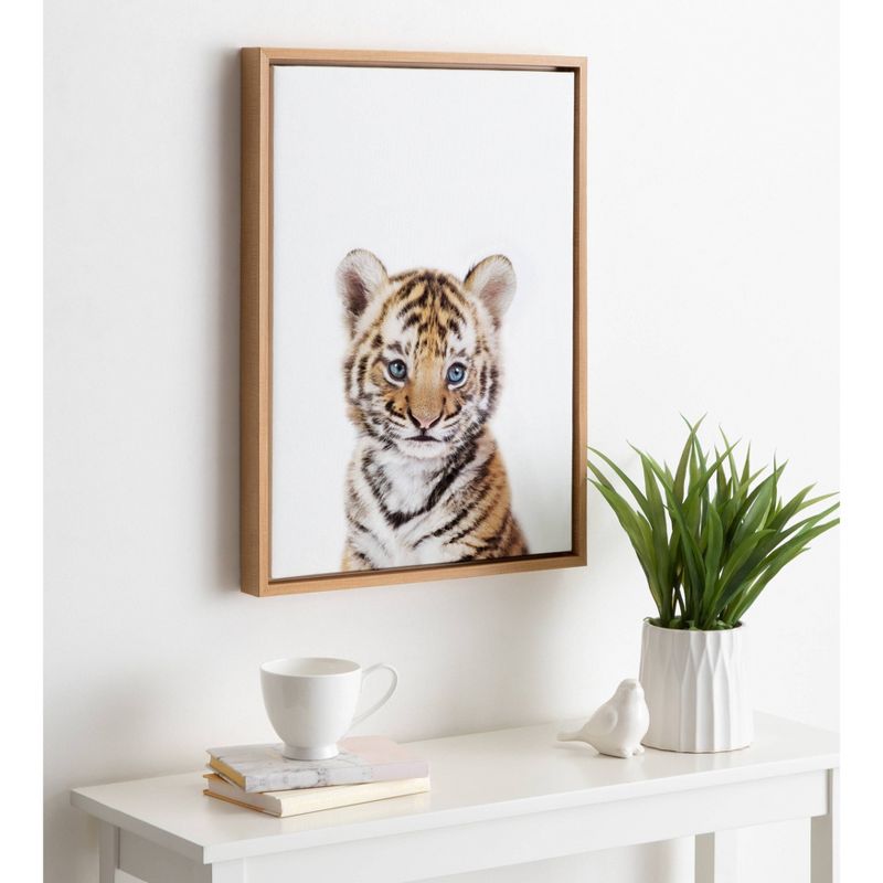 18&#34; x 24&#34; Sylvie Baby Tiger Framed Canvas Wall Art by Amy Peterson Natural - Kate and Laurel, 6 of 7