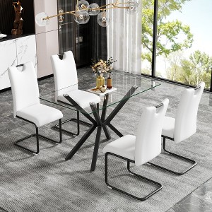 Bencmate Coffee Tables In Rectangular Clear Glass Coffee Table, Simple Modern Style For Living Room, Office, 47.24"*27.56"*29.53", Black, - 1 of 4