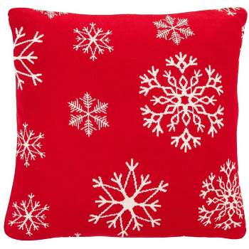 Snow Flake Pillow - Red - 20" X 20" - Safavieh.